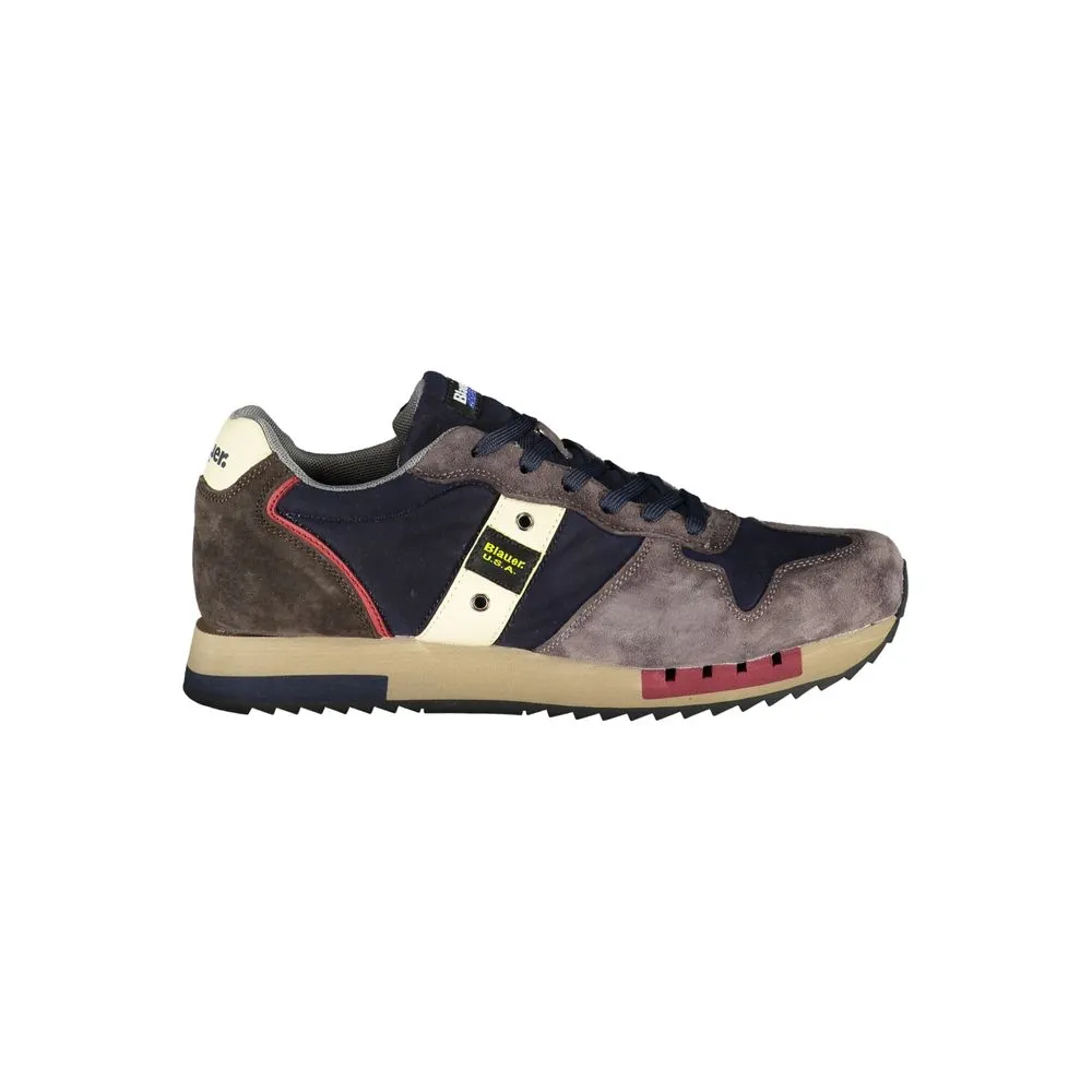 Blauer Men's Sleek Blue Designer Sneakers with Contrast Accents