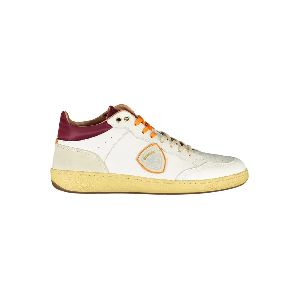 Blauer Men's Sleek White Sneakers with Contrast Accents