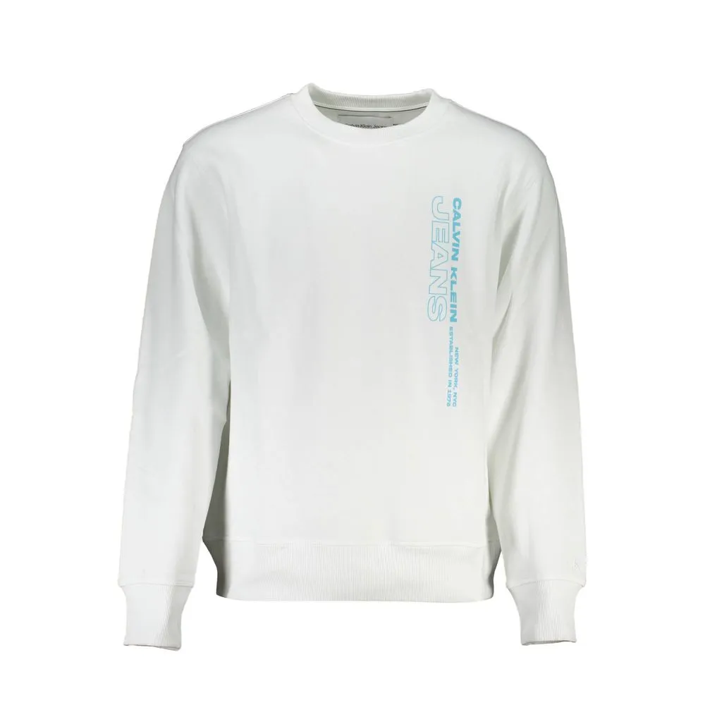 Calvin Klein Men's Crisp White Crew Neck Cotton-Blend Sweater