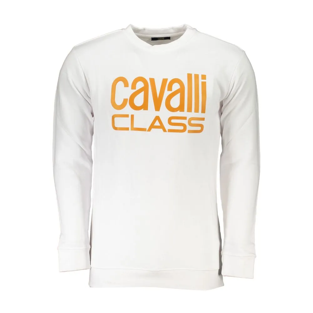 Cavalli Class Men's White Cotton Sweater
