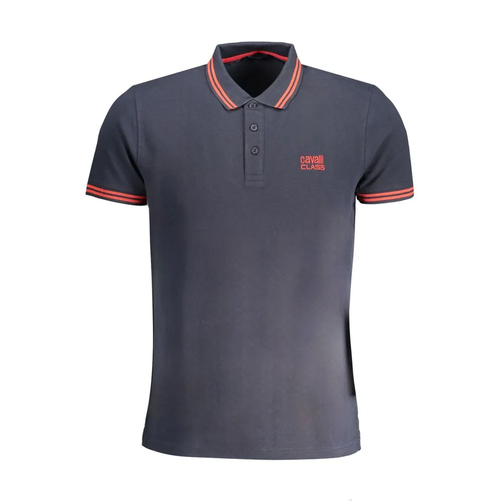 Cavalli Class Men's Blue Cotton Polo Shirt