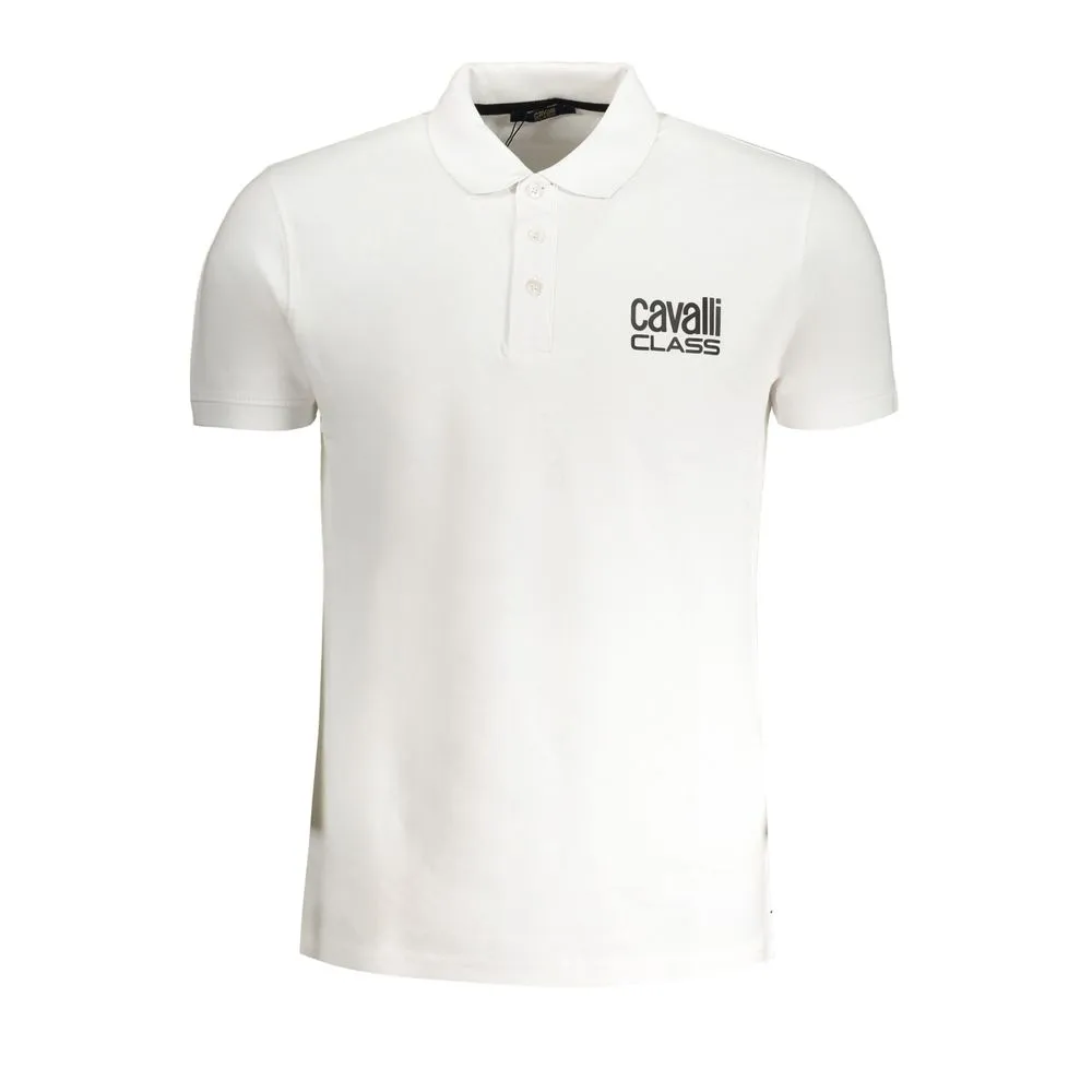 Cavalli Class Men's White Cotton Polo Shirt