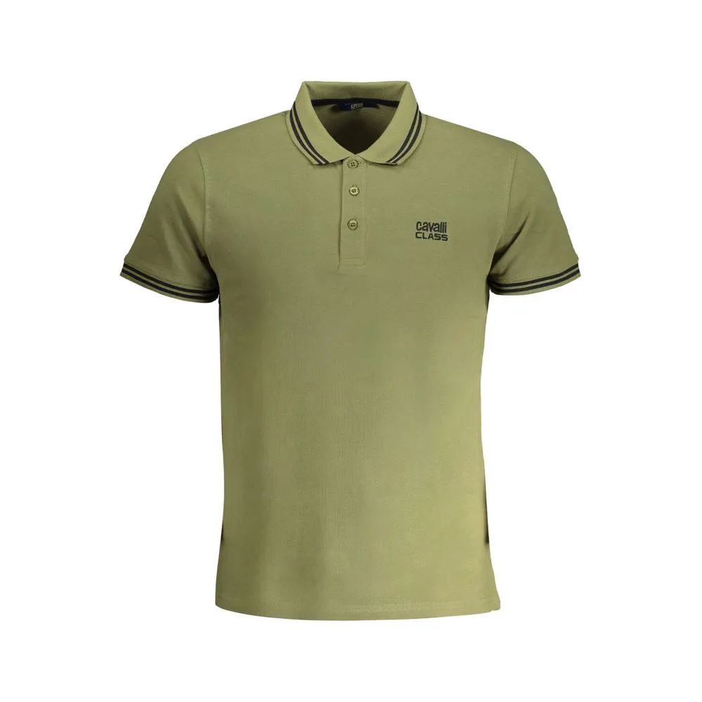 Cavalli Class Men's Green Cotton Polo Shirt