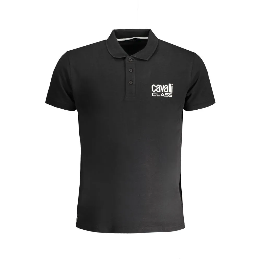 Cavalli Class Men's Black Cotton Polo Shirt