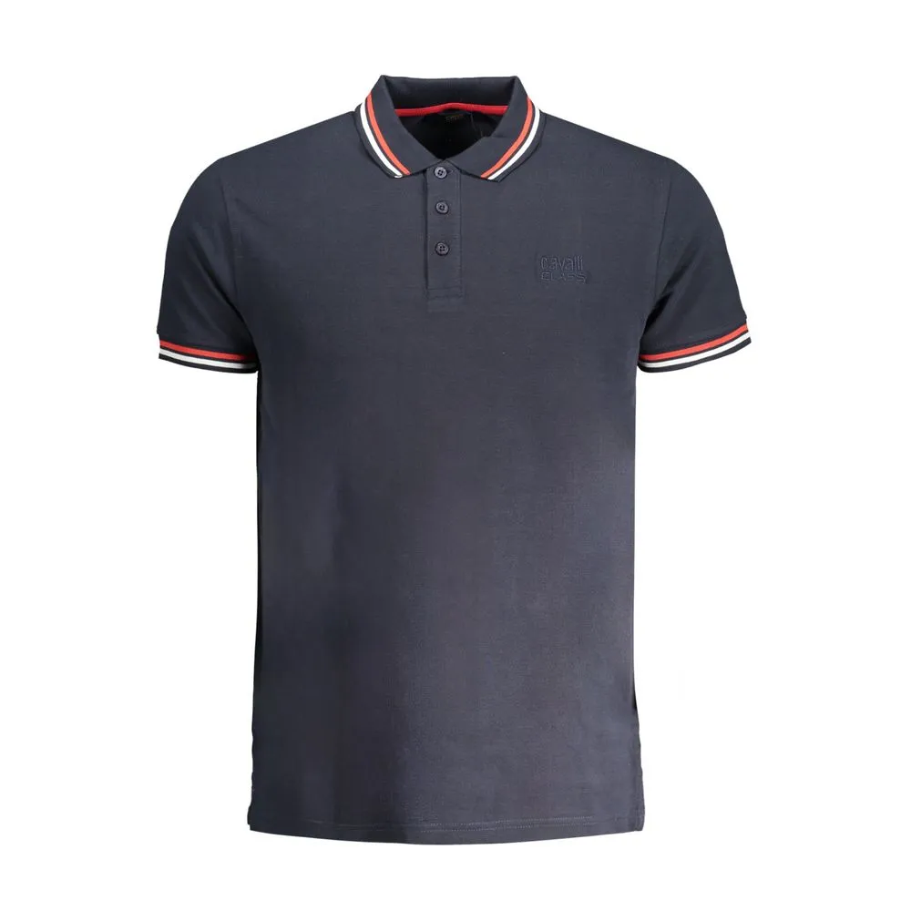 Cavalli Class Men's Blue Cotton Polo Shirt
