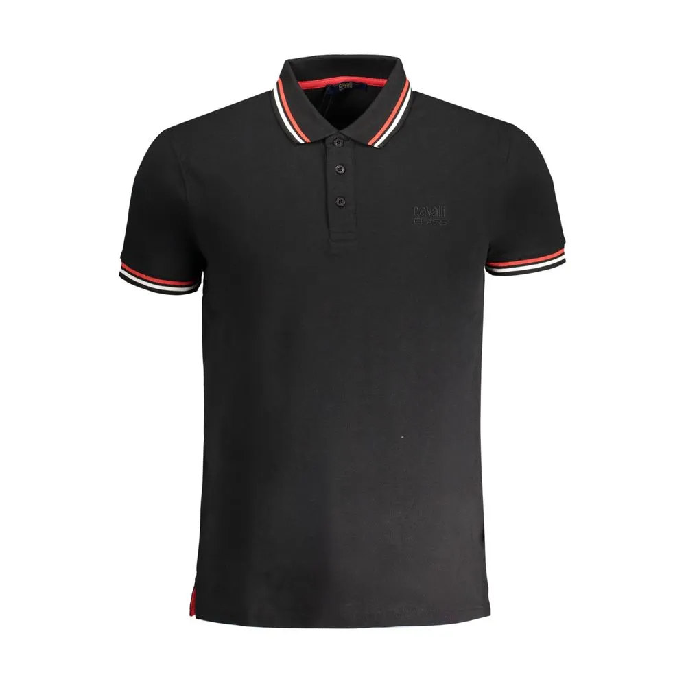 Cavalli Class Men's Black Cotton Polo Shirt