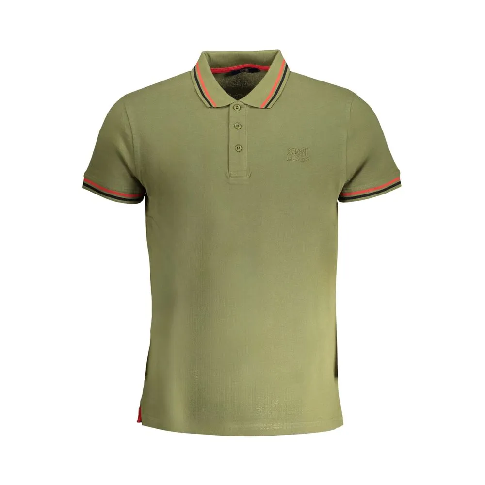 Cavalli Class Men's Green Cotton Polo Shirt