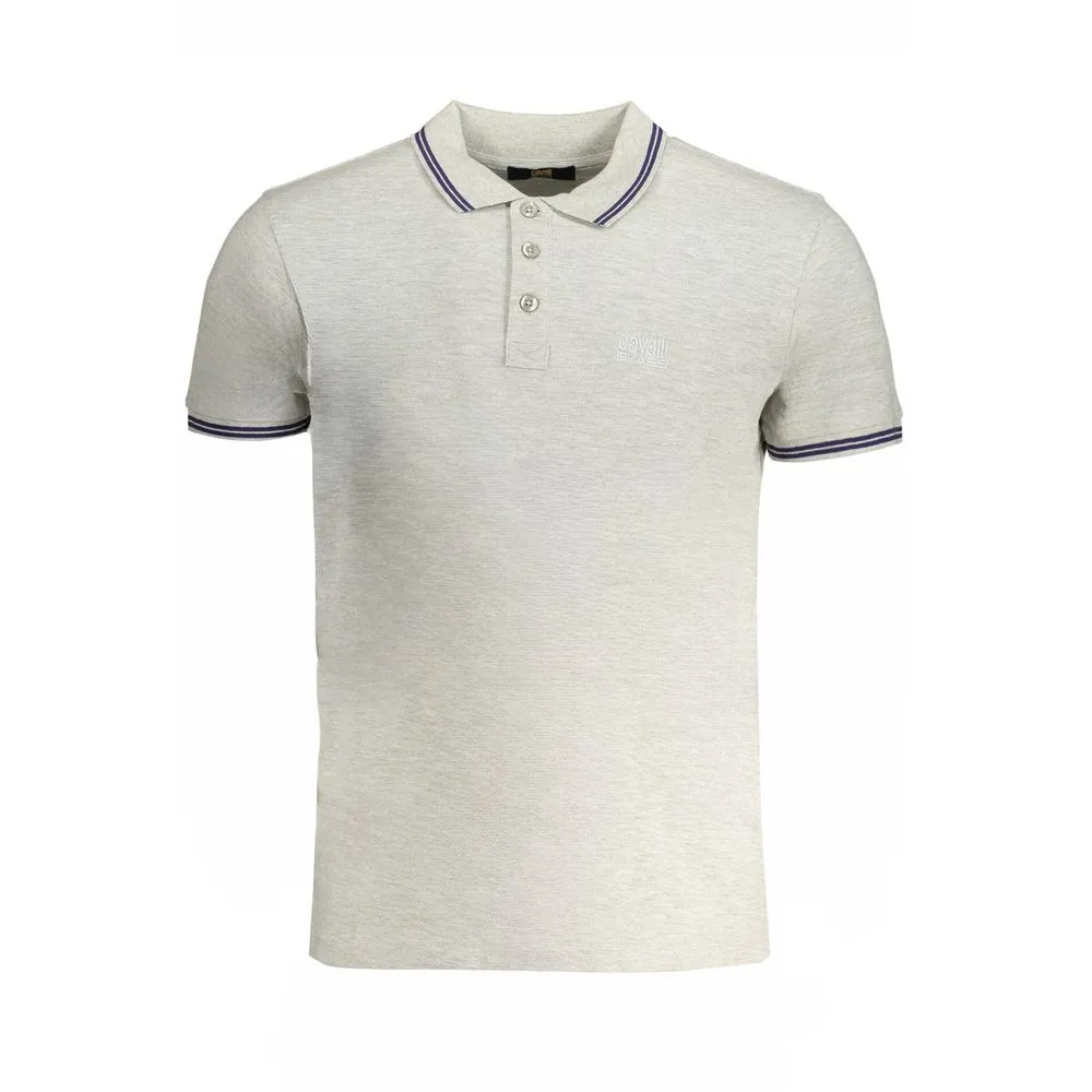 Cavalli Class Men's Gray Cotton Polo Shirt