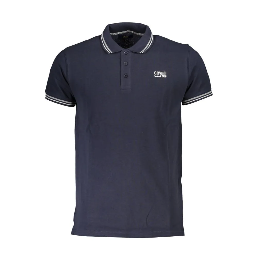 Cavalli Class Men's Blue Cotton Polo Shirt