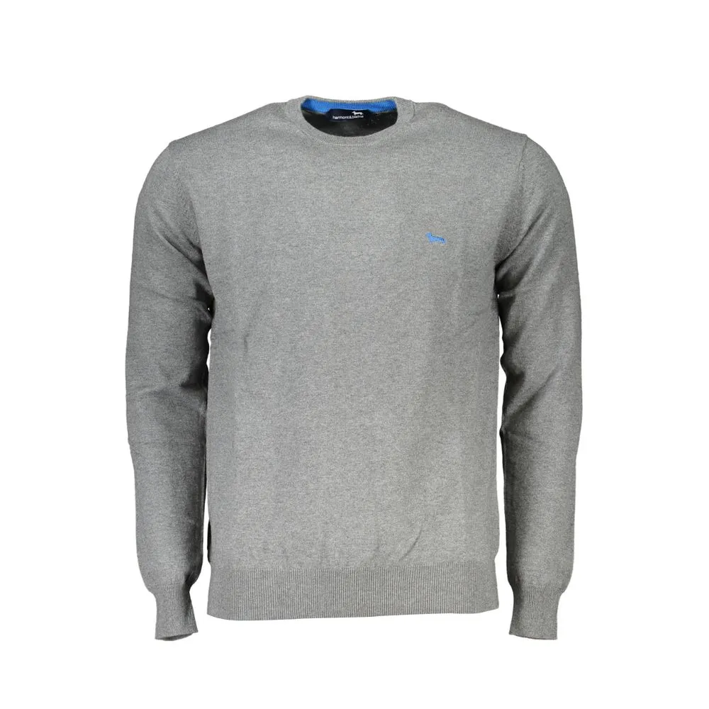 Harmont & Blaine Men's Chic Gray Crew Neck Cotton Blend Sweater