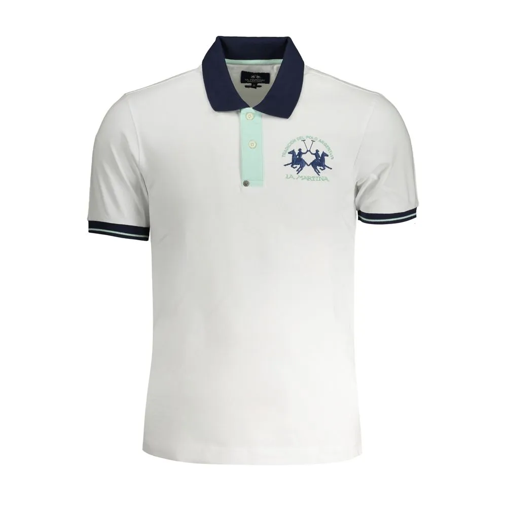 La Martina Men's White Cotton Polo Shirt
