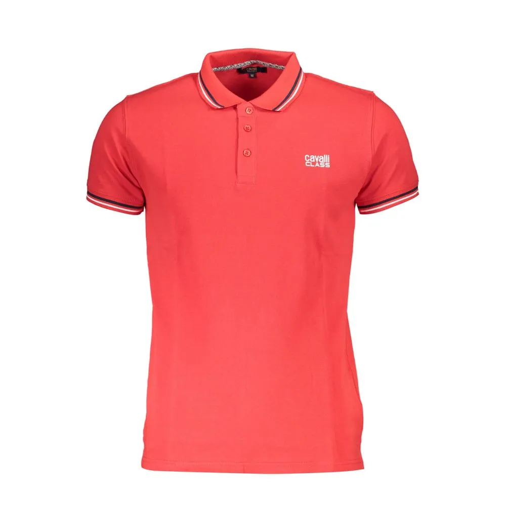 Cavalli Class Men's Red Cotton Polo Shirt