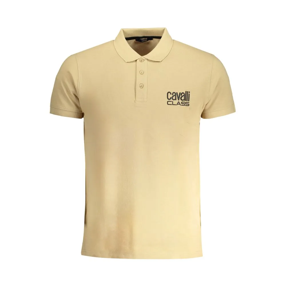 Cavalli Class Men's Beige Cotton Polo Shirt