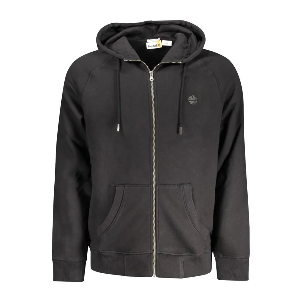 Timberland Men's Black Cotton Mens Sweater with Central Pockets and Zip