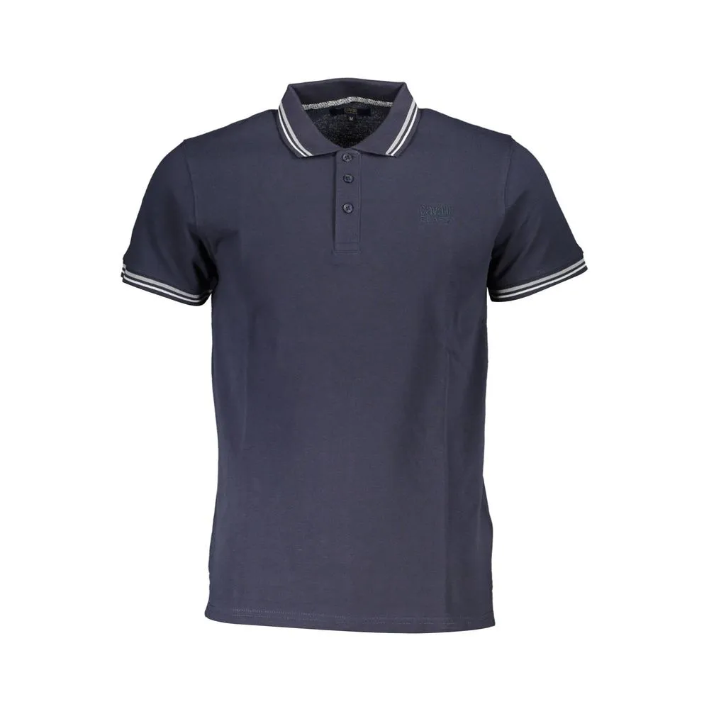 Cavalli Class Men's Blue Cotton Polo Shirt