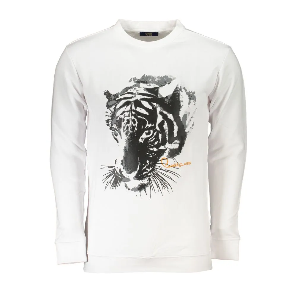 Cavalli Class Men's White Cotton Sweater