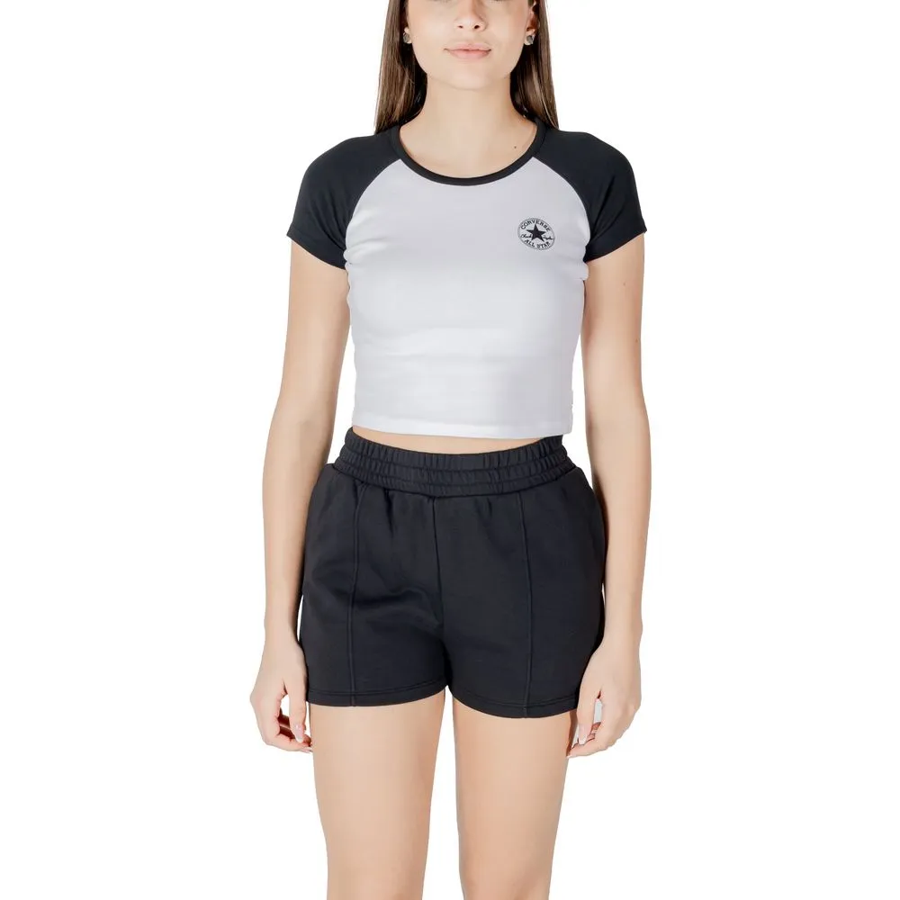 Converse Women's Black And White Cotton Tops & T-Shirt