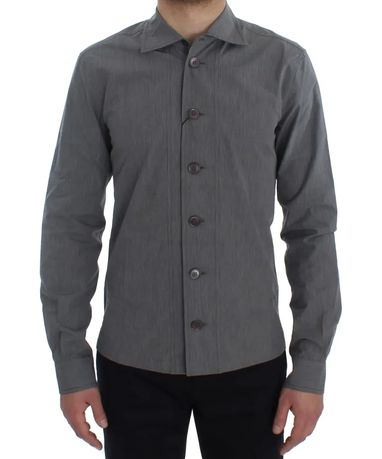 Dolce & Gabbana Men's Elegant Gray Cotton Dress Shirt