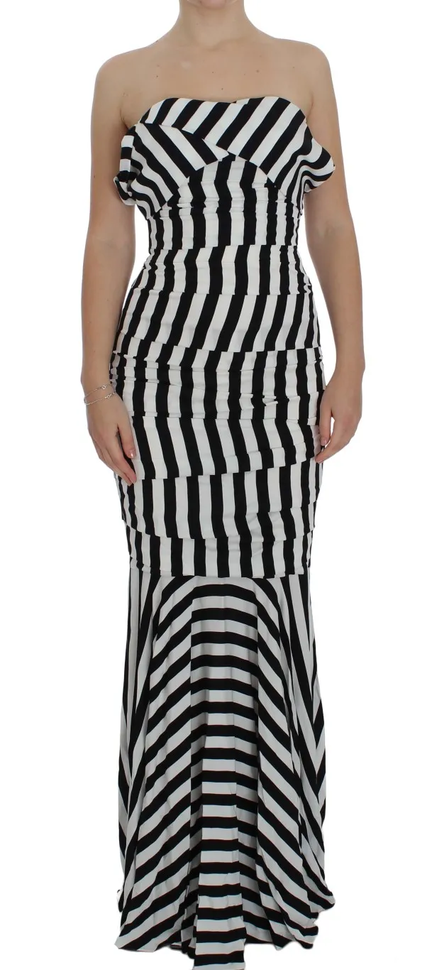 Dolce & Gabbana Women's Chic Black & White Striped Silk Dress