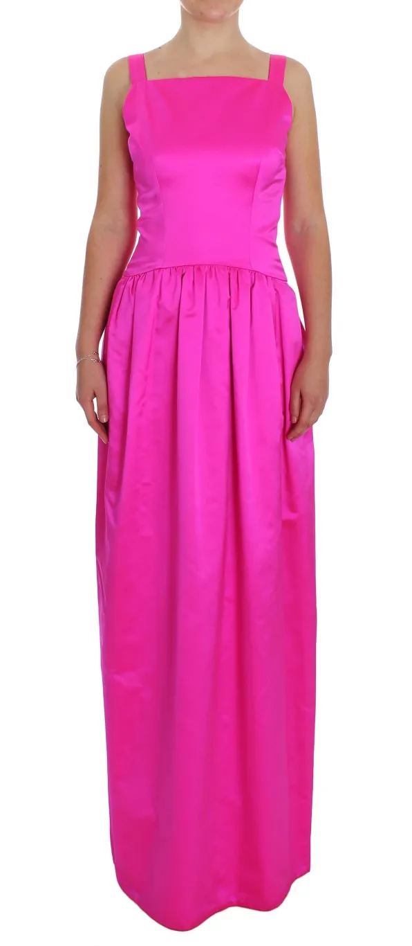 Dolce & Gabbana Women's Elegant Silk Full Length Pink Sheath Dress
