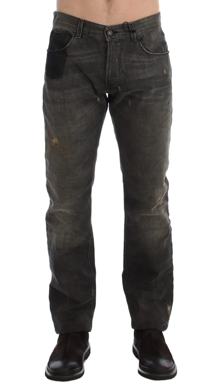 Costume National Men's Elegant Gray Regular Fit Denim Jeans