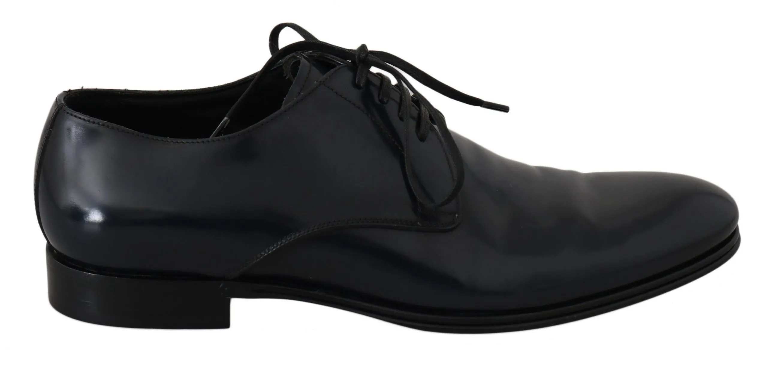 Dolce & Gabbana Men's Elegant Dark Blue Leather Derby Dress Shoes