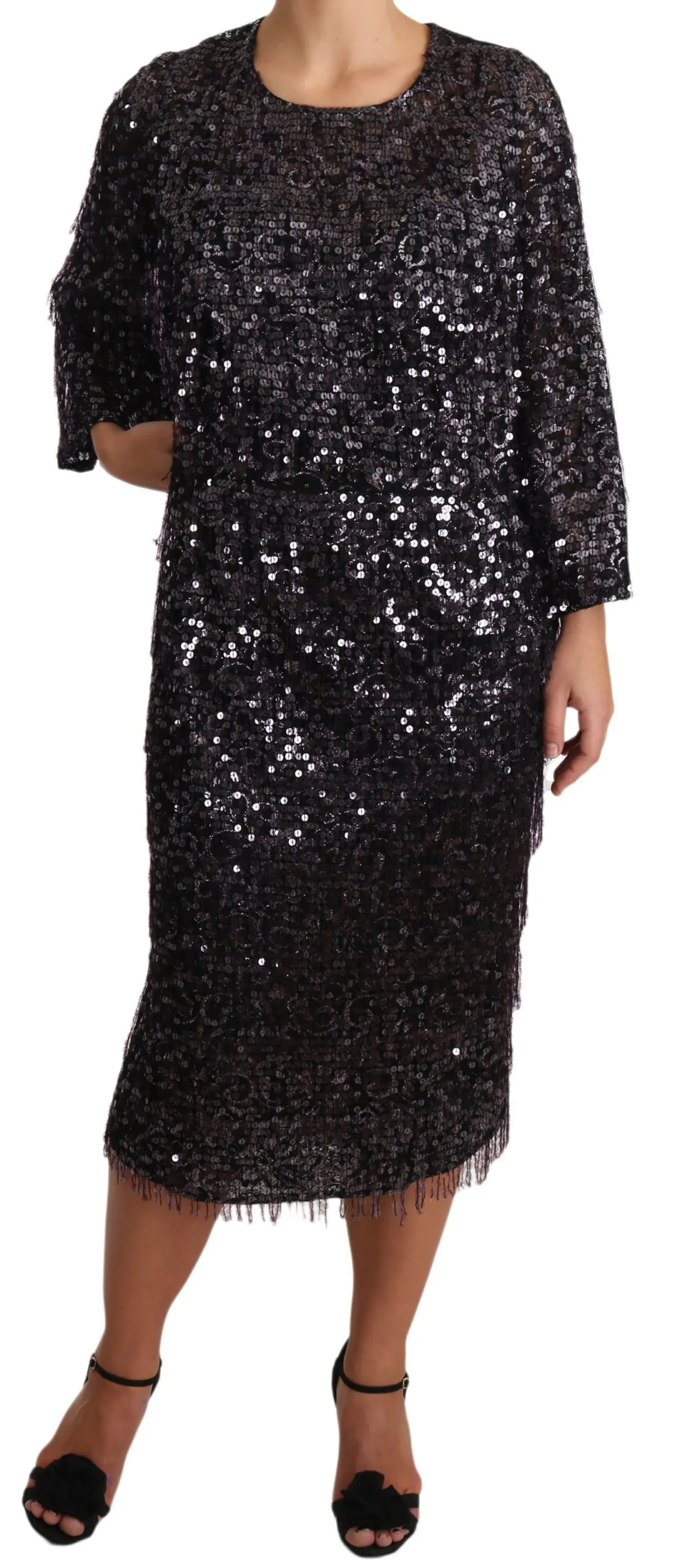 Dolce & Gabbana Women's Sequined Shift Midi Dress  Timeless Elegance