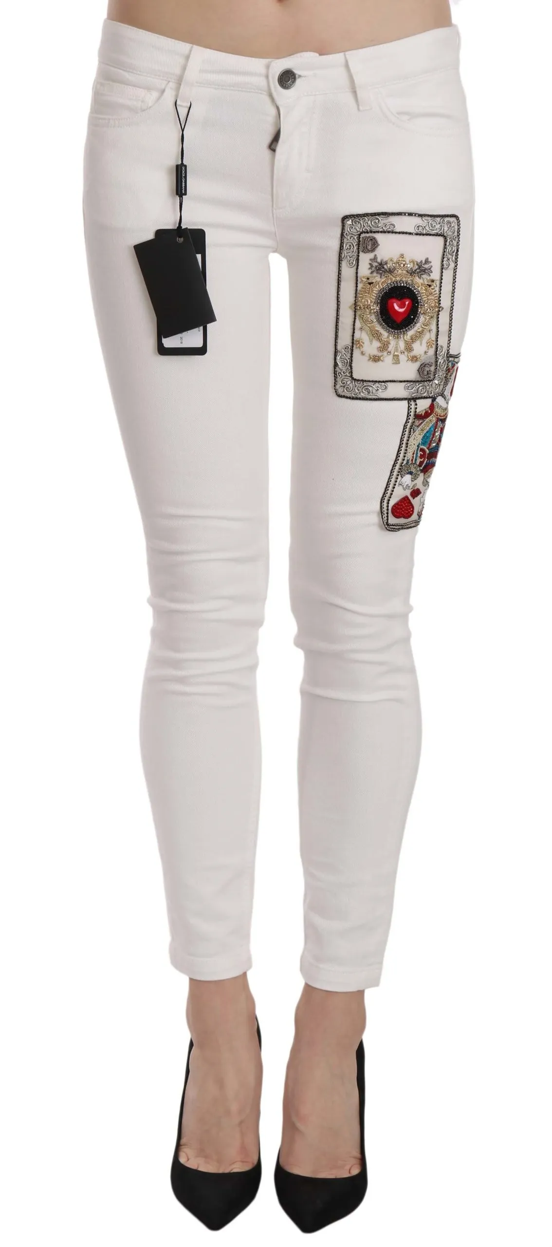 Dolce & Gabbana Women's Queen Of Hearts Embellished Skinny Pants