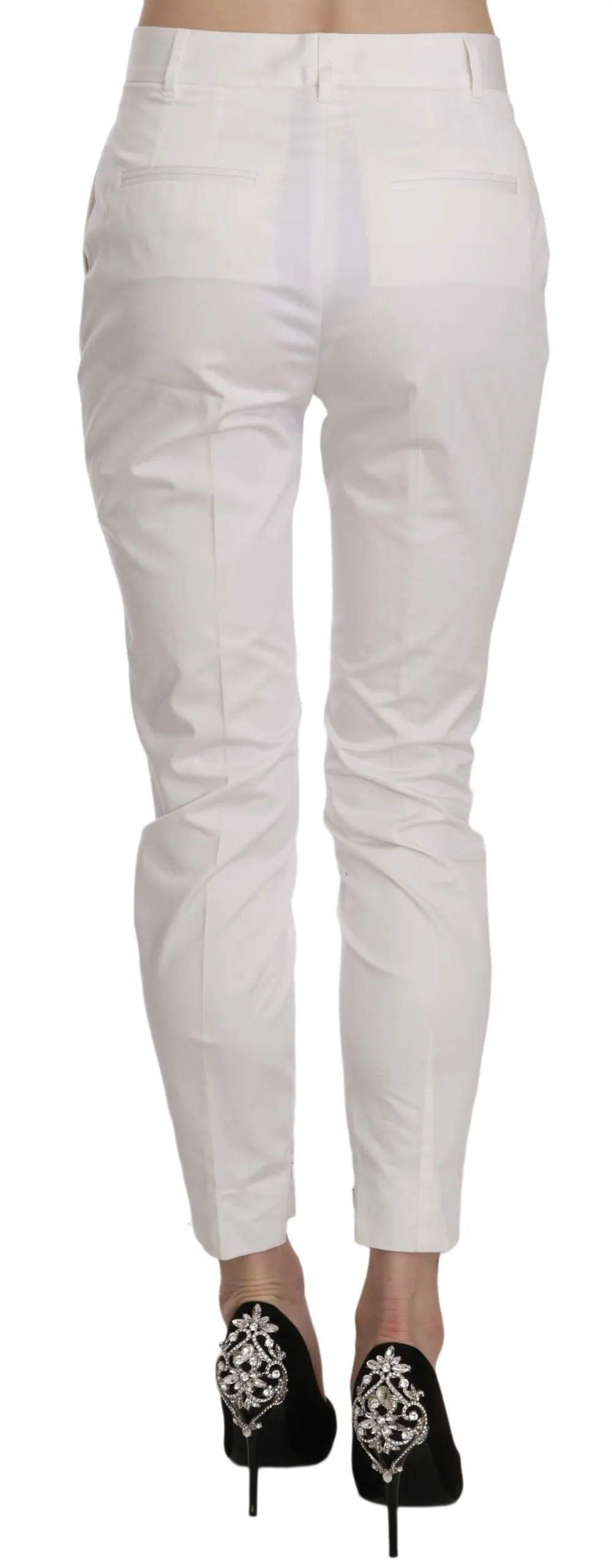 Dolce & Gabbana Women's Elegant White Cotton Blend Trousers