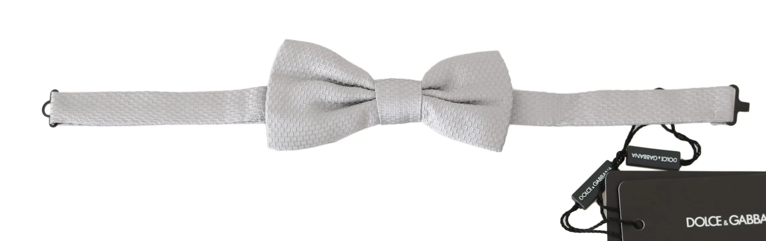 Dolce & Gabbana Men's Elegant Silk Grey Paisley Bow Tie