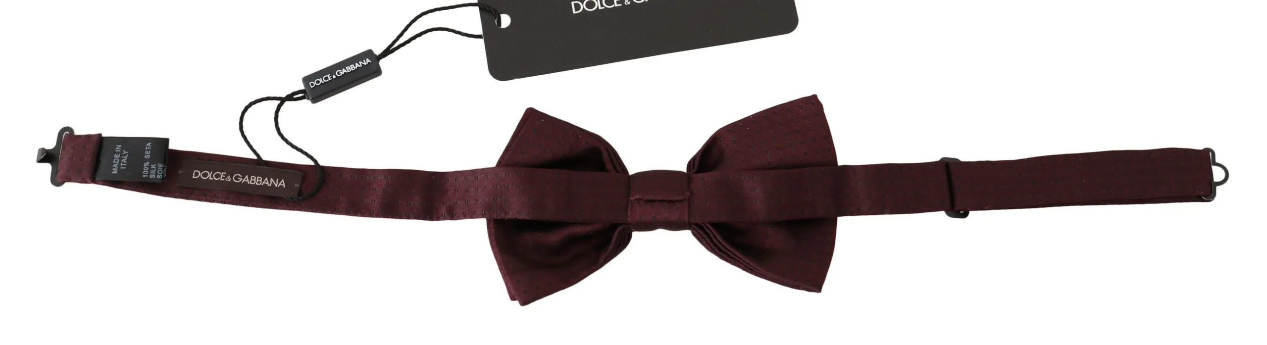 Dolce & Gabbana Men's Elegant Maroon Silk Polka Dot Bow Tie
