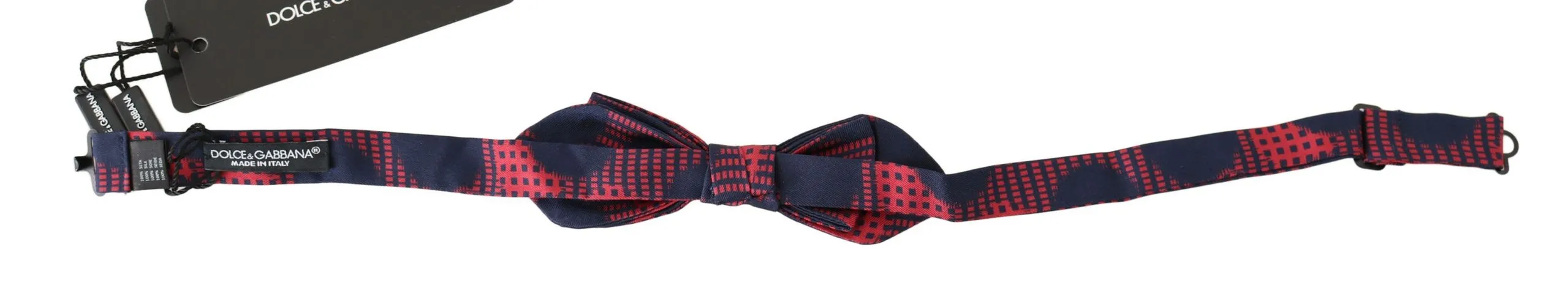 Dolce & Gabbana Men's Elegant Red Checkered Silk Bow Tie
