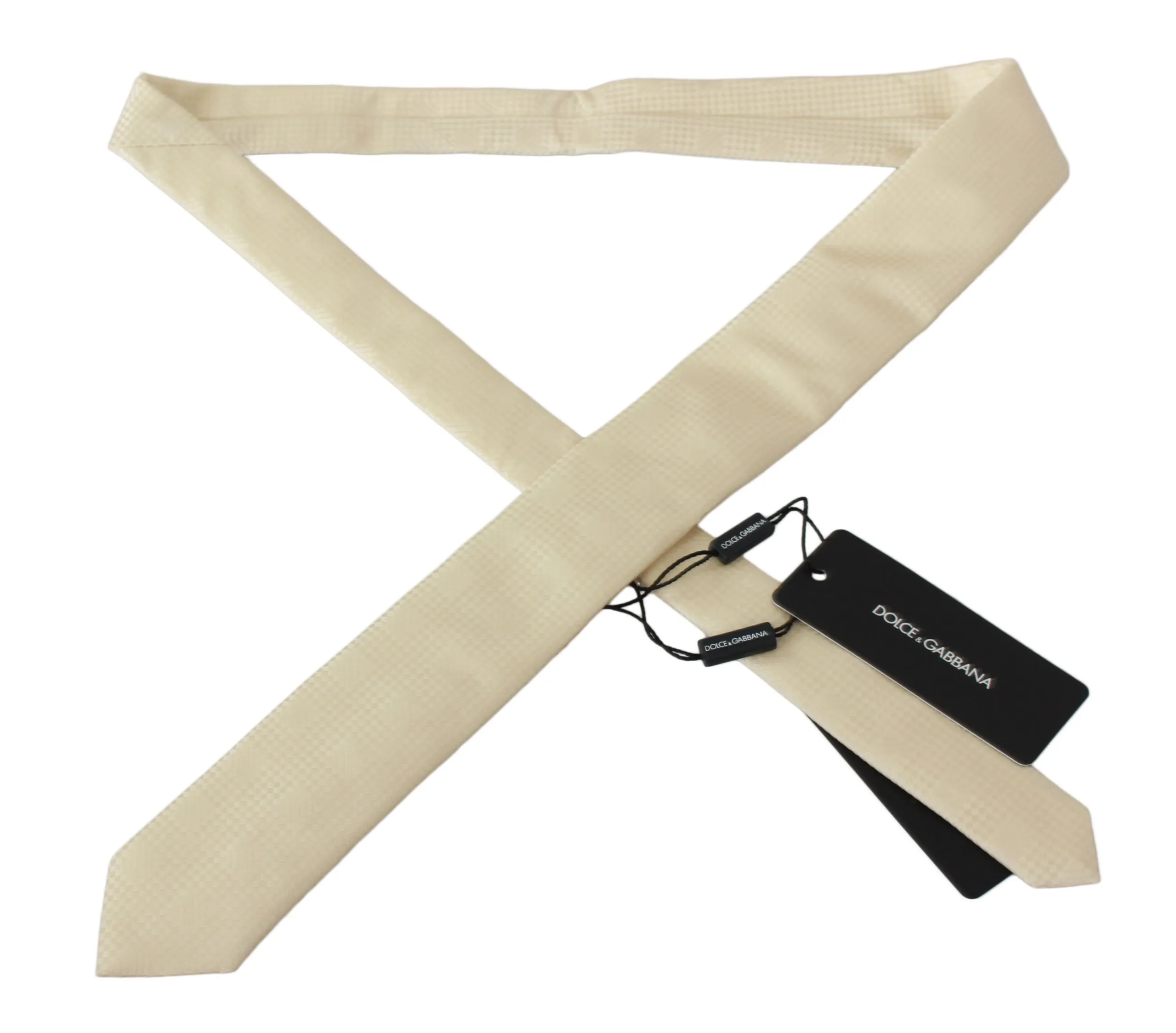 Dolce & Gabbana Men's Elegant Cream Beige Silk Blend Neck Tie