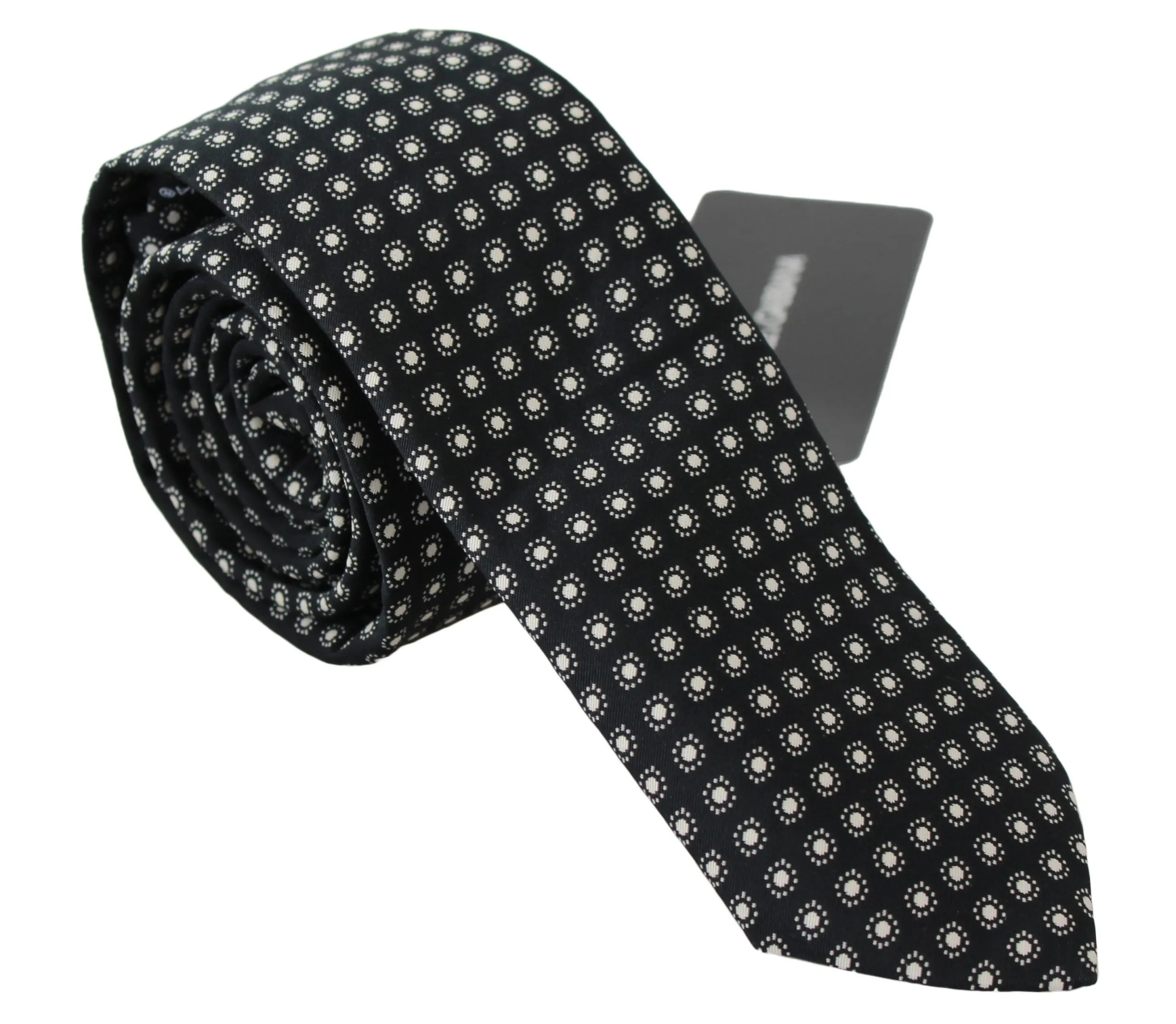 Dolce & Gabbana Men's Elegant Black Patterned Silk Neck Tie