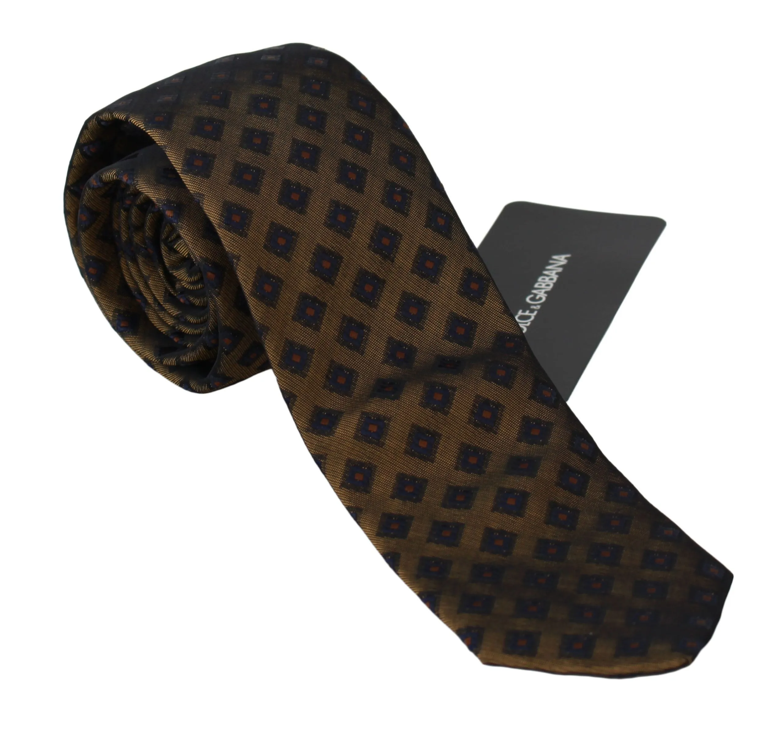 Dolce & Gabbana Men's Elegant Brown Patterned Silk Blend Necktie