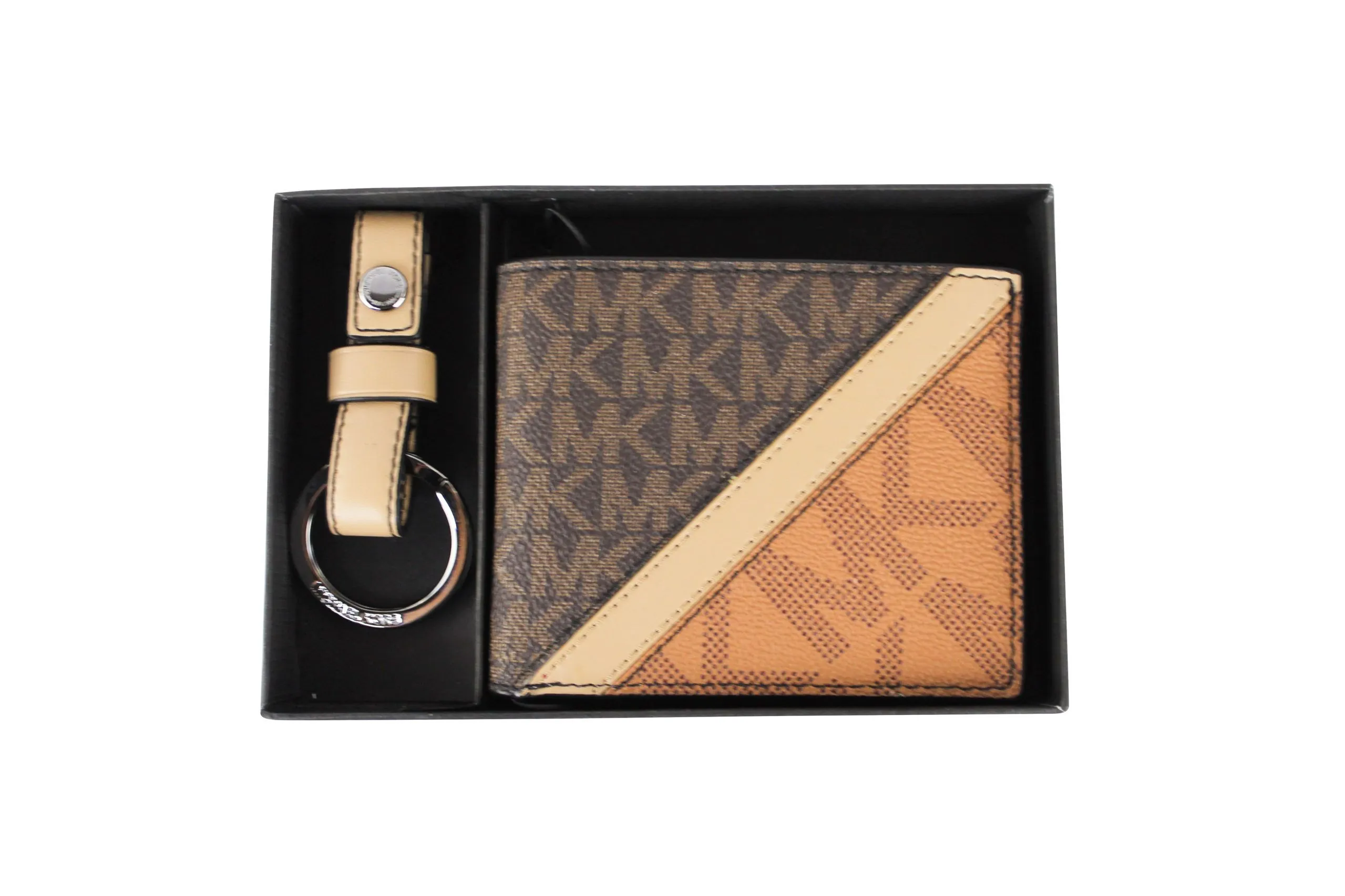 Michael Kors Women's Gifting Slim Signature Bifold with Key Fob Box Set (Brown/Multi)