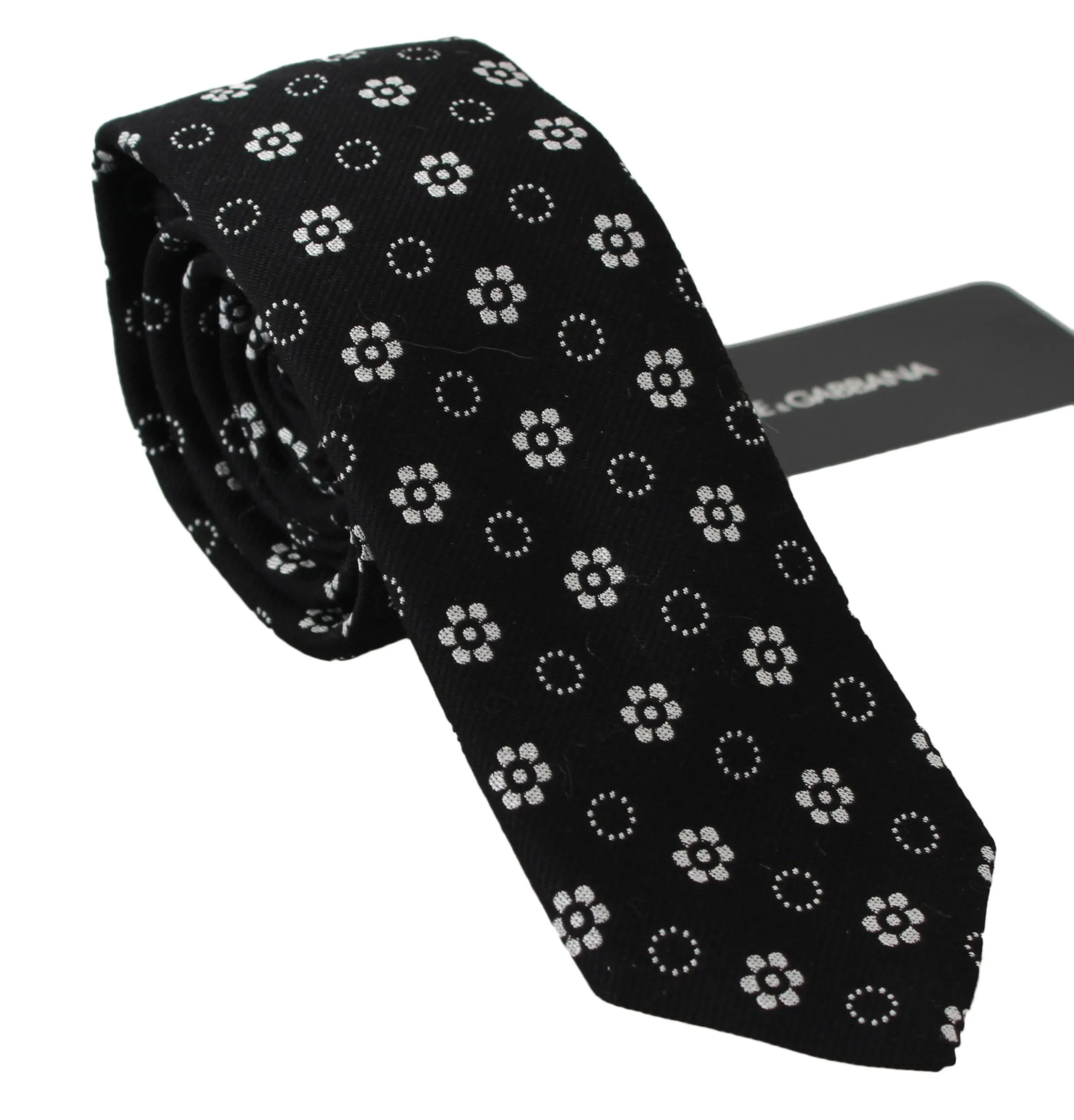Dolce & Gabbana Men's Elegant Black Floral Silk Necktie