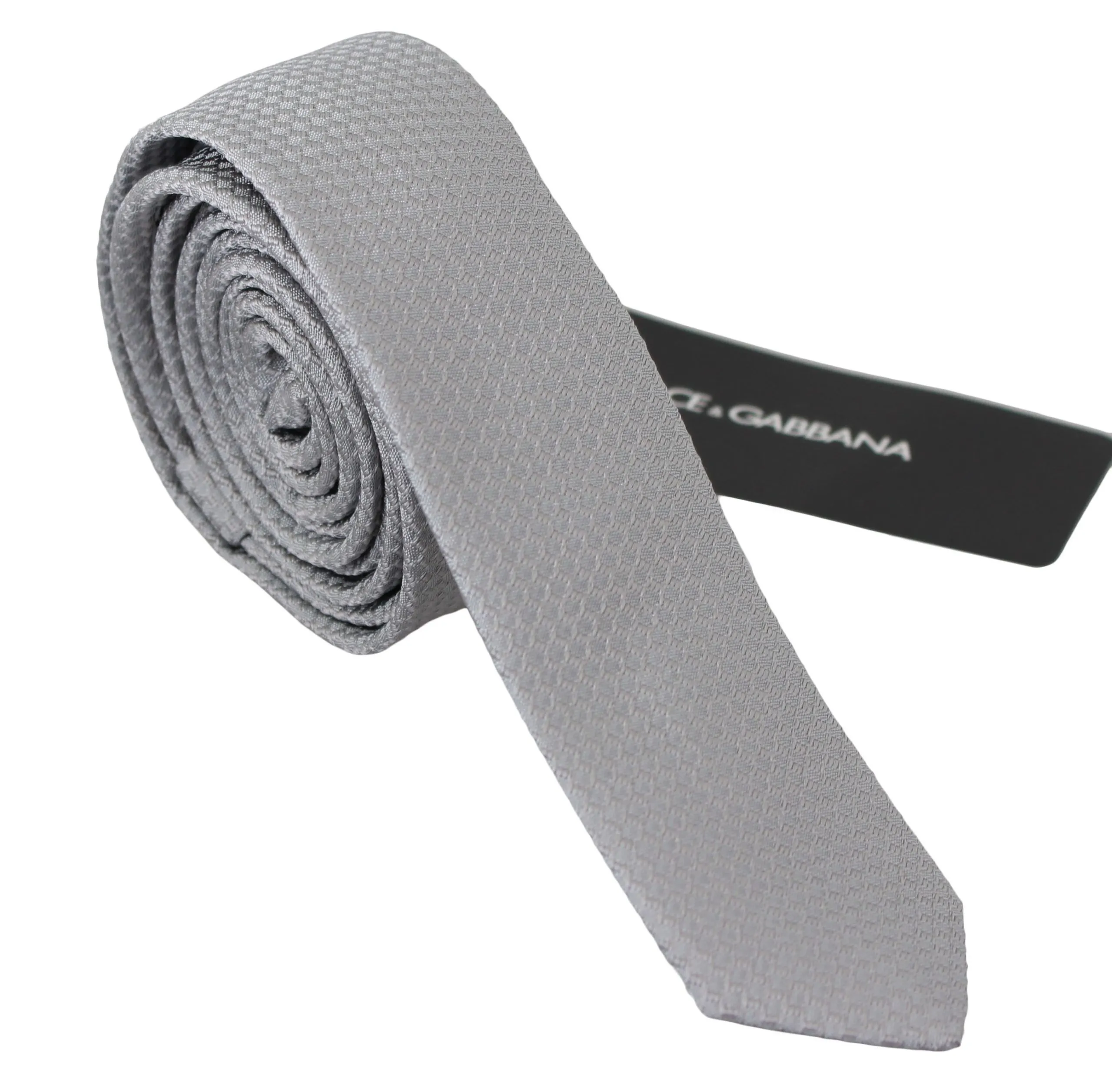 Dolce & Gabbana Men's Elegant Silk Grey Embroidered Neck Tie