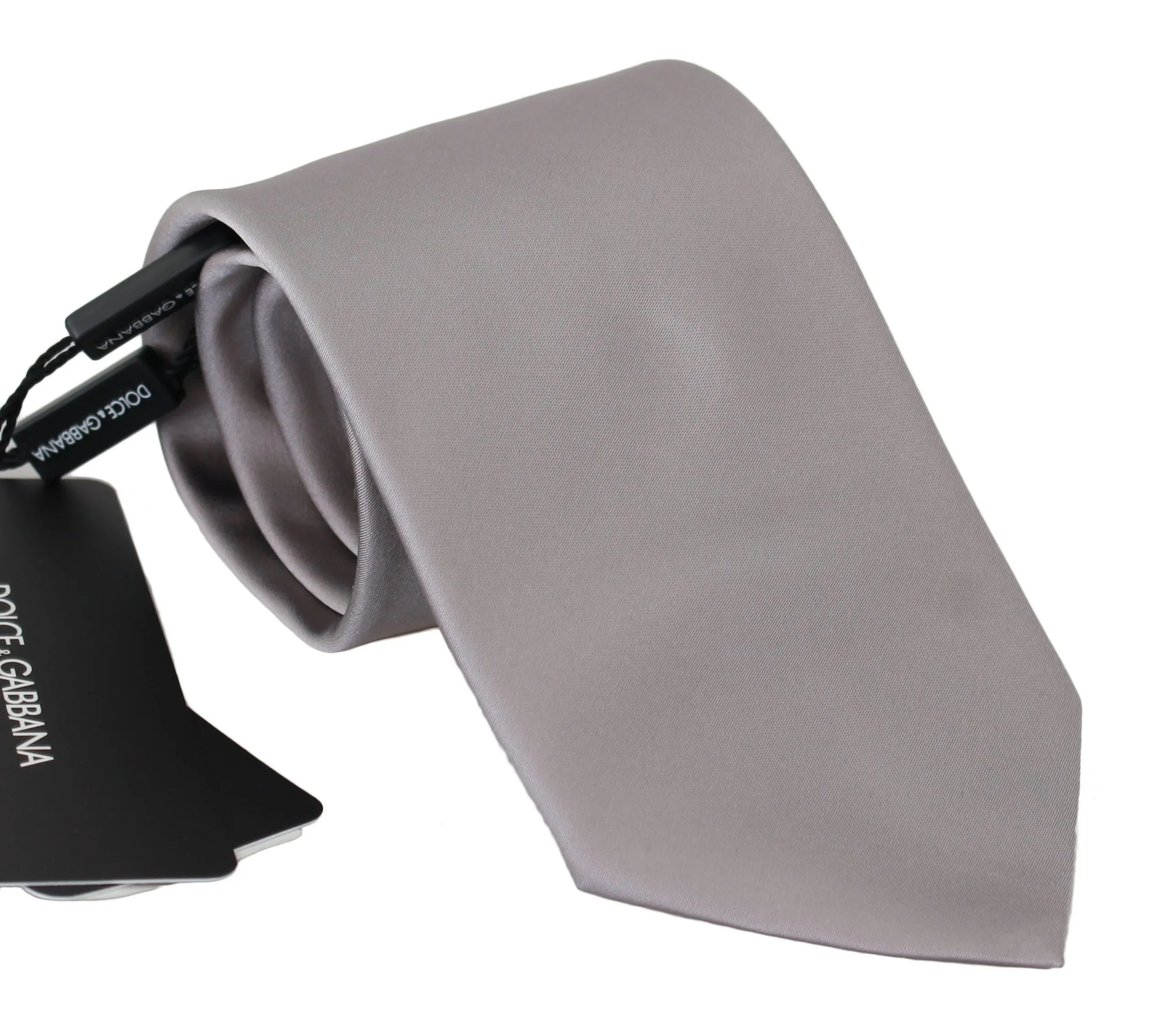 Dolce & Gabbana Men's Elegant Grey Silk Necktie