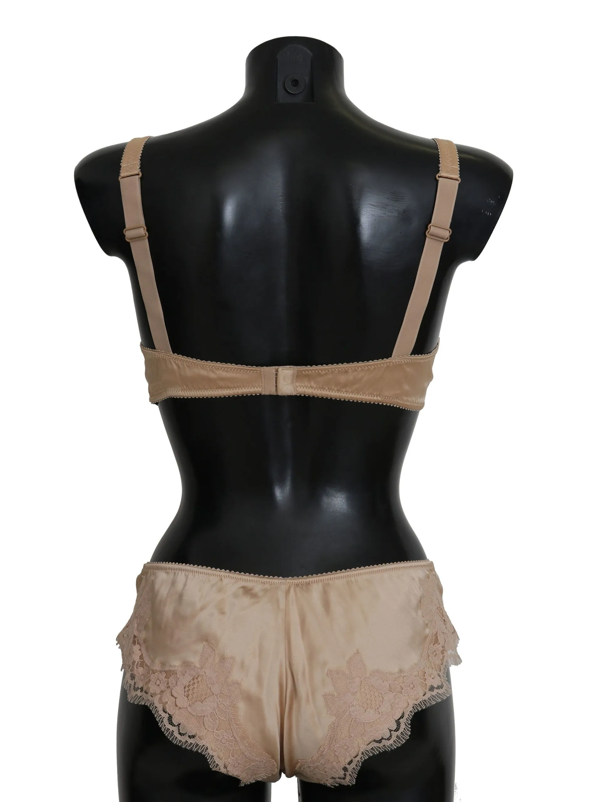 Dolce & Gabbana Women's Elegant Beige Floral Silk Lingerie Set