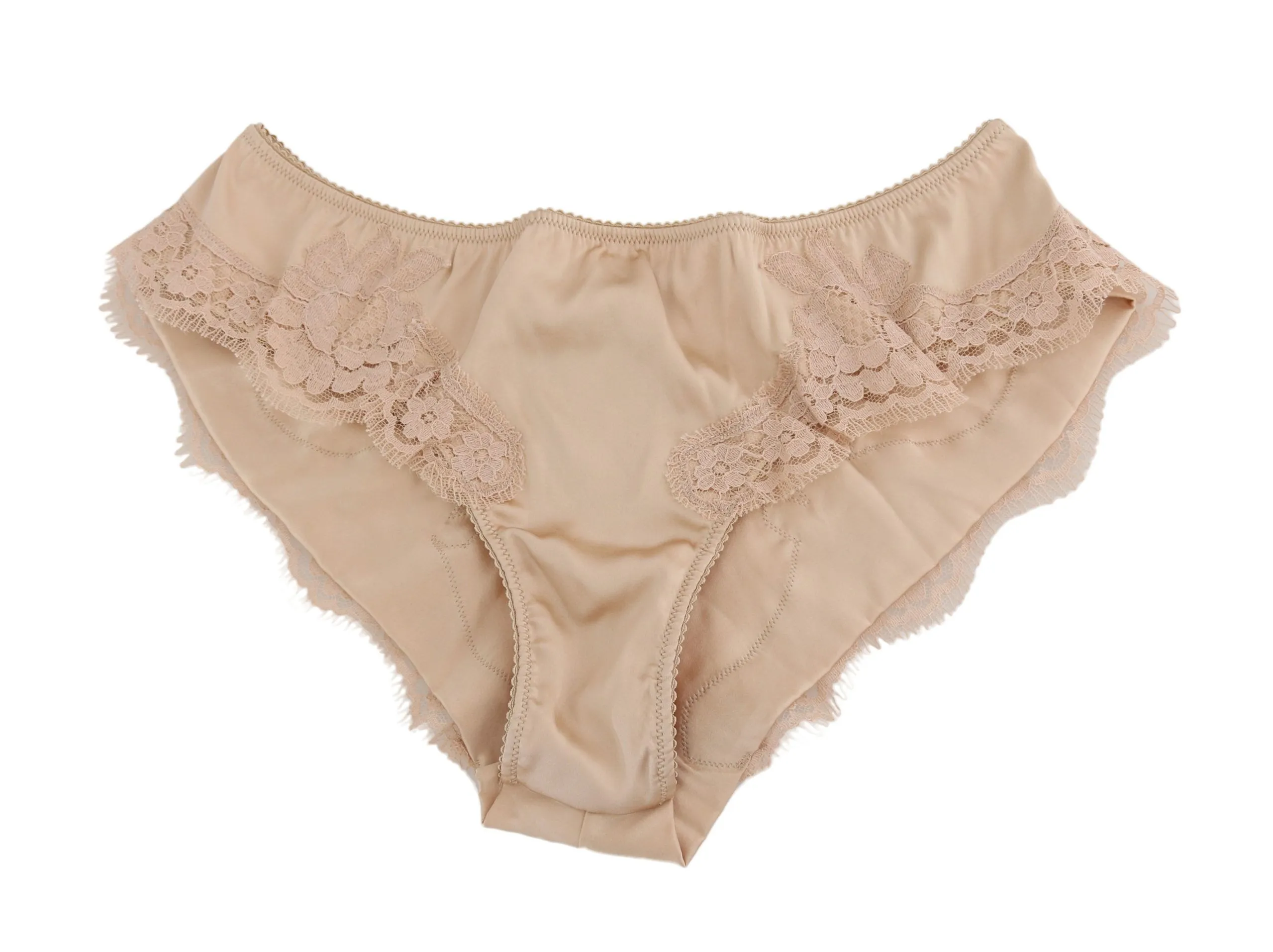Dolce & Gabbana Women's Elegant Beige Floral Silk Lingerie Set