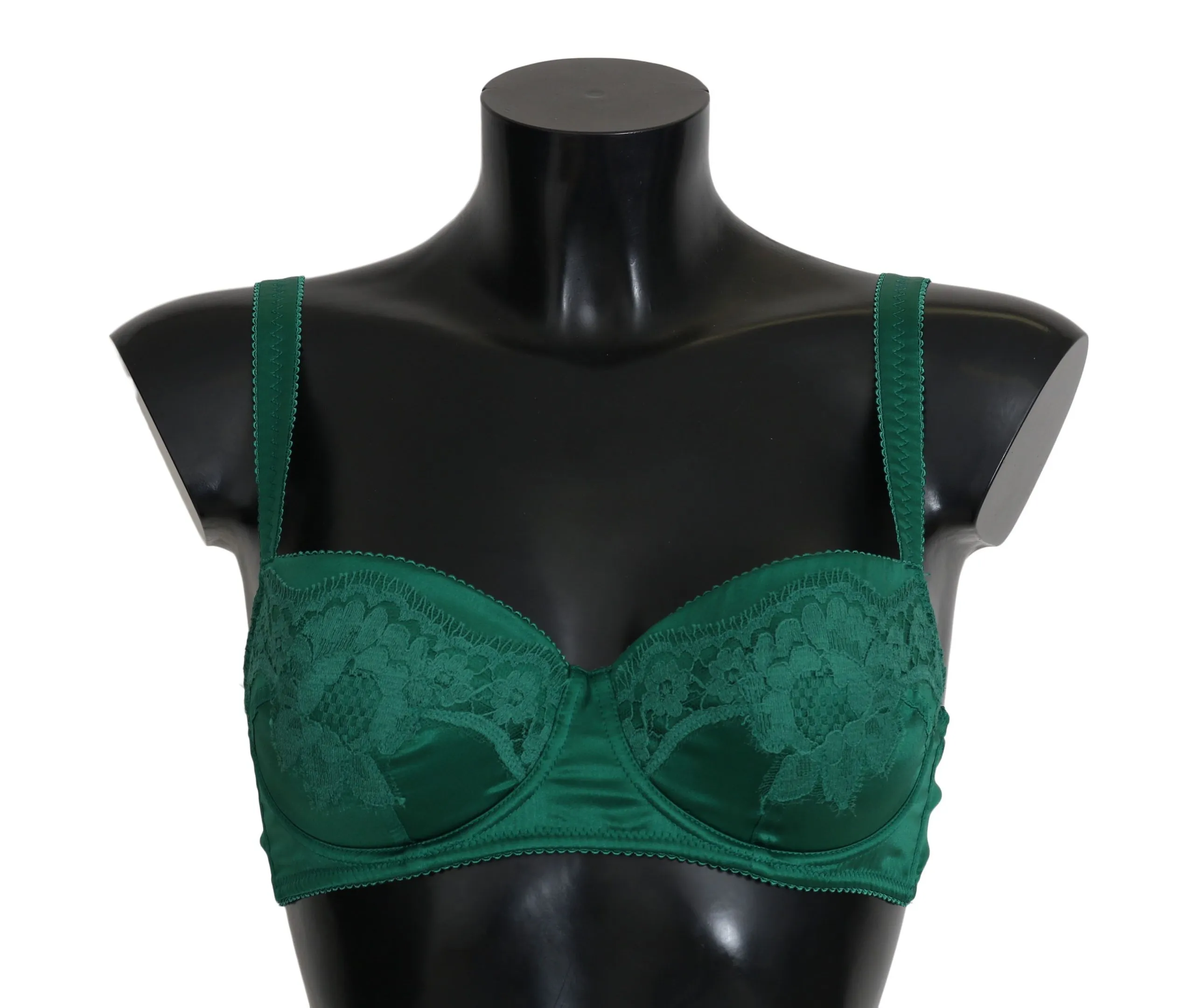 Dolce & Gabbana Women's Enchanting Green Floral Lace Silk Bra