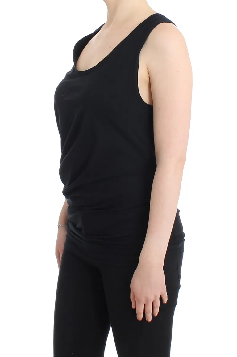 Cavalli Women's Elegant Black Tank Top with Logo Detail