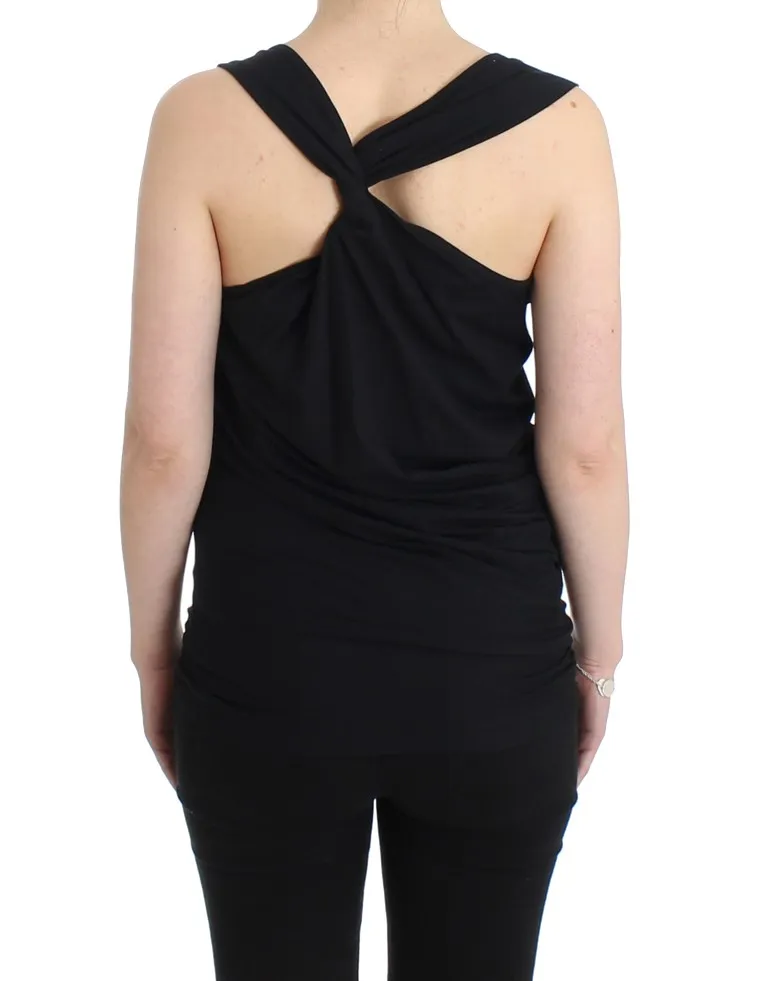 Cavalli Women's Elegant Black Tank Top with Logo Detail