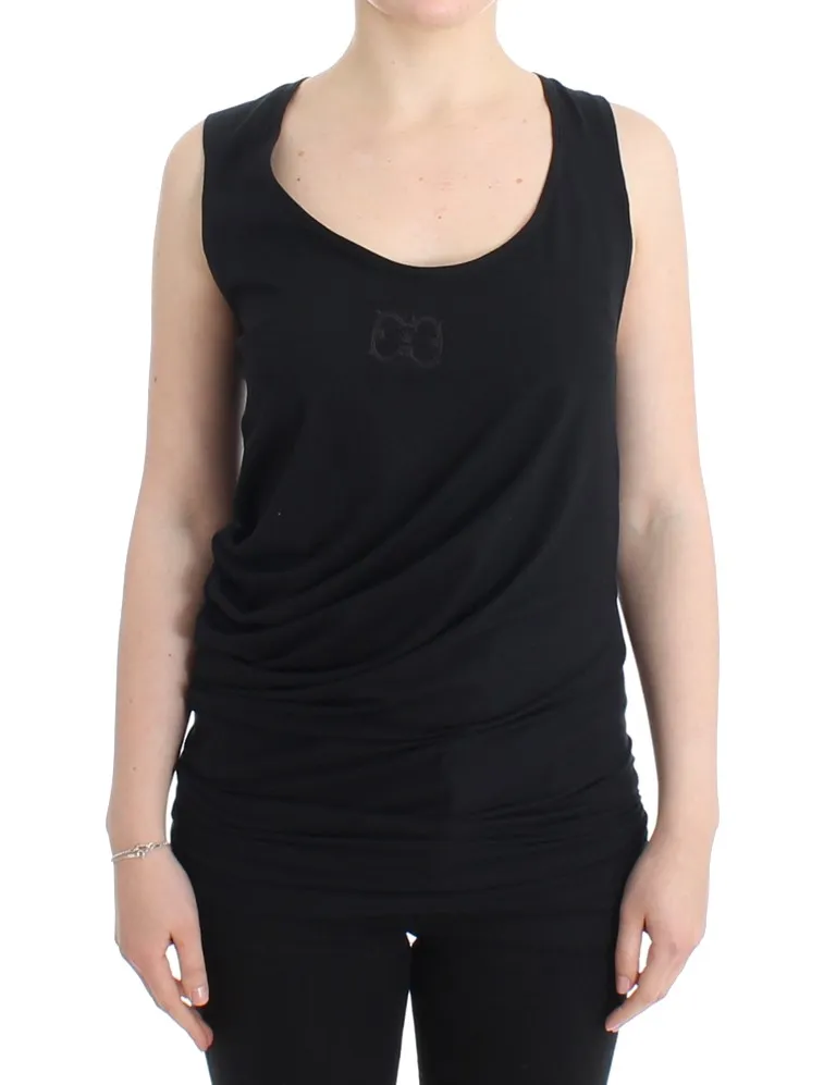 Cavalli Women's Elegant Black Tank Top with Logo Detail
