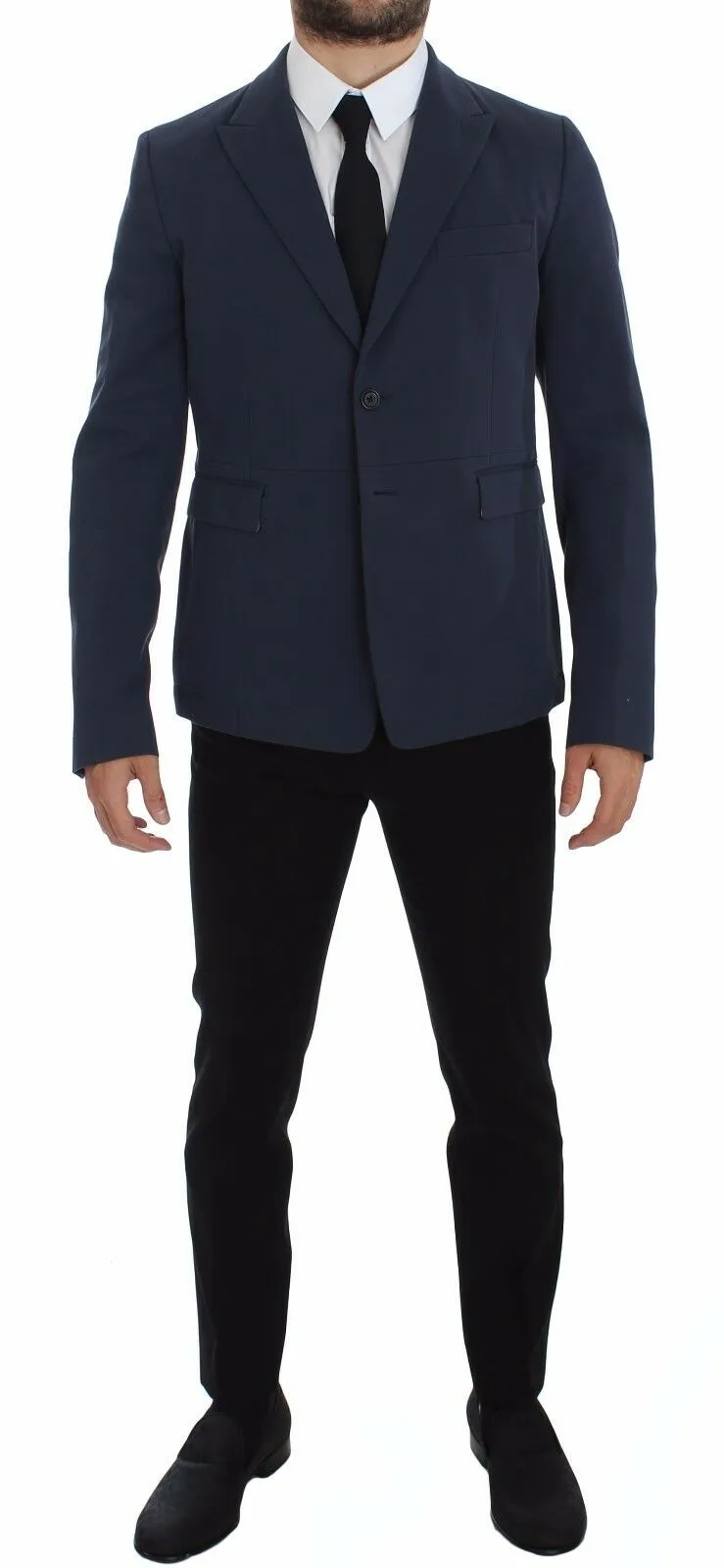 Dolce & Gabbana Men's Elegant Blue Cotton Stretch Blazer Jacket
