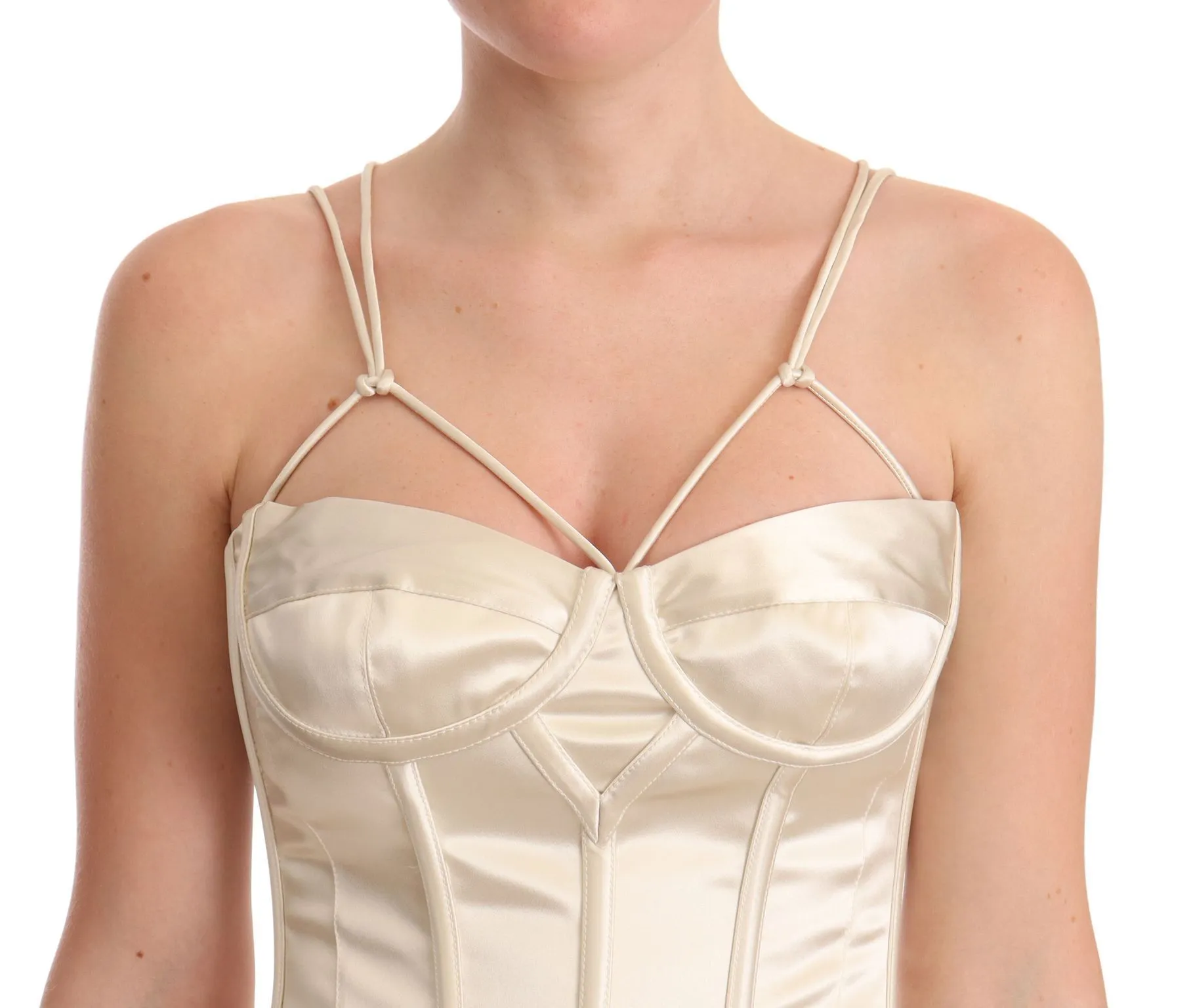 Dolce & Gabbana Women's Elegant Off White Silk Blend Long Gown