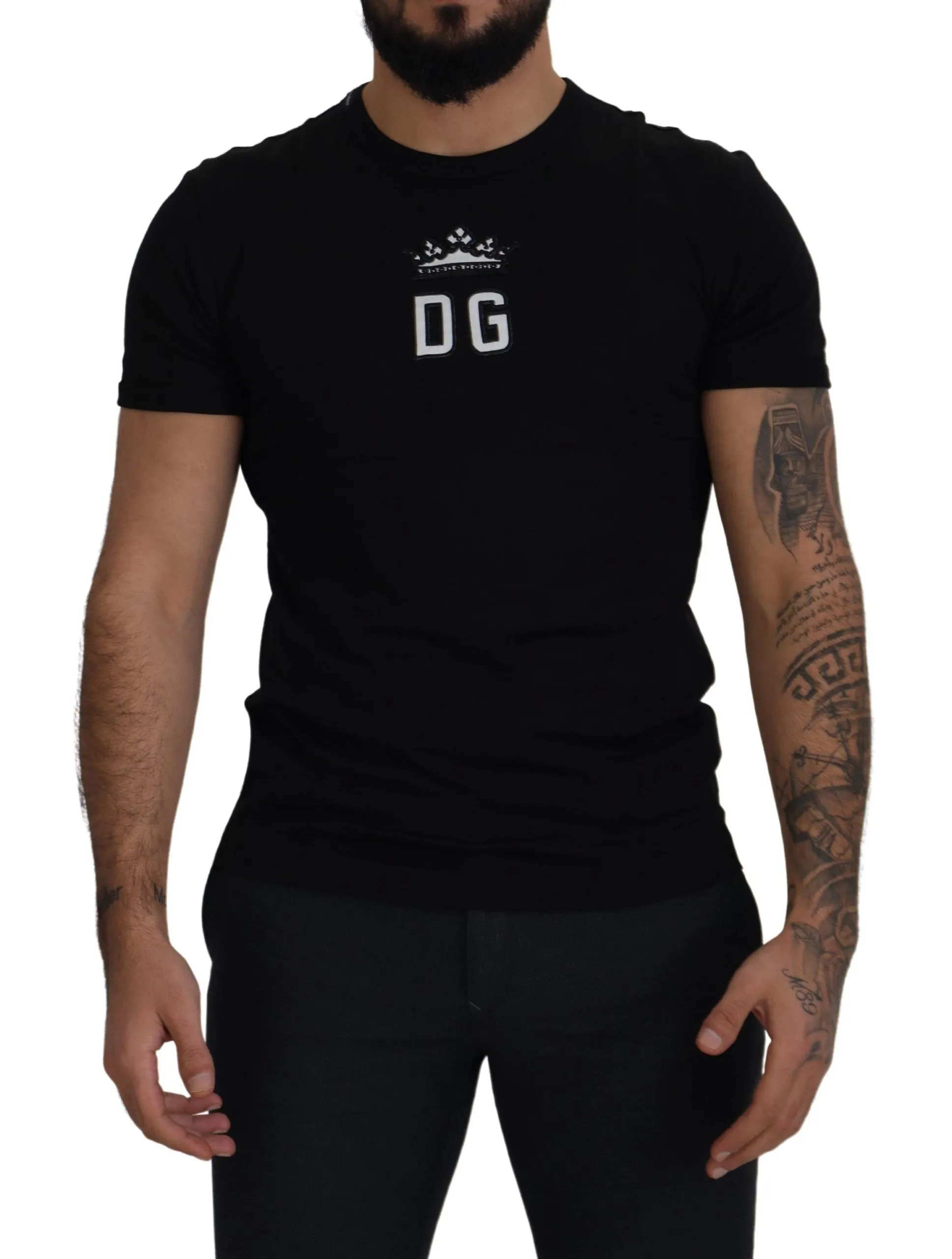Dolce & Gabbana Men's Elegant Short Sleeve Crown Emblem Tee