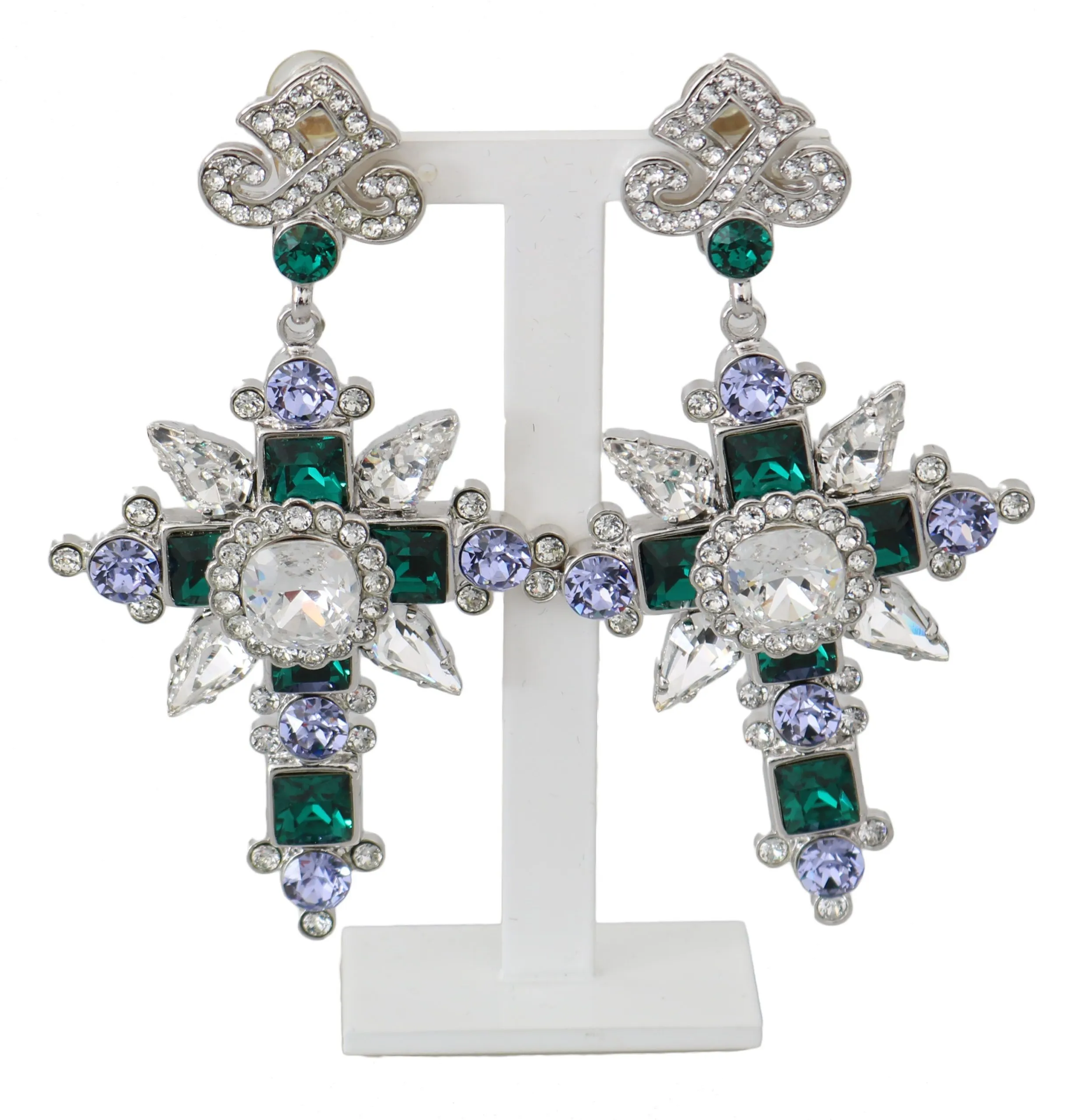 Dolce & Gabbana Women's Elegant Silver Cross Clip-on Earrings
