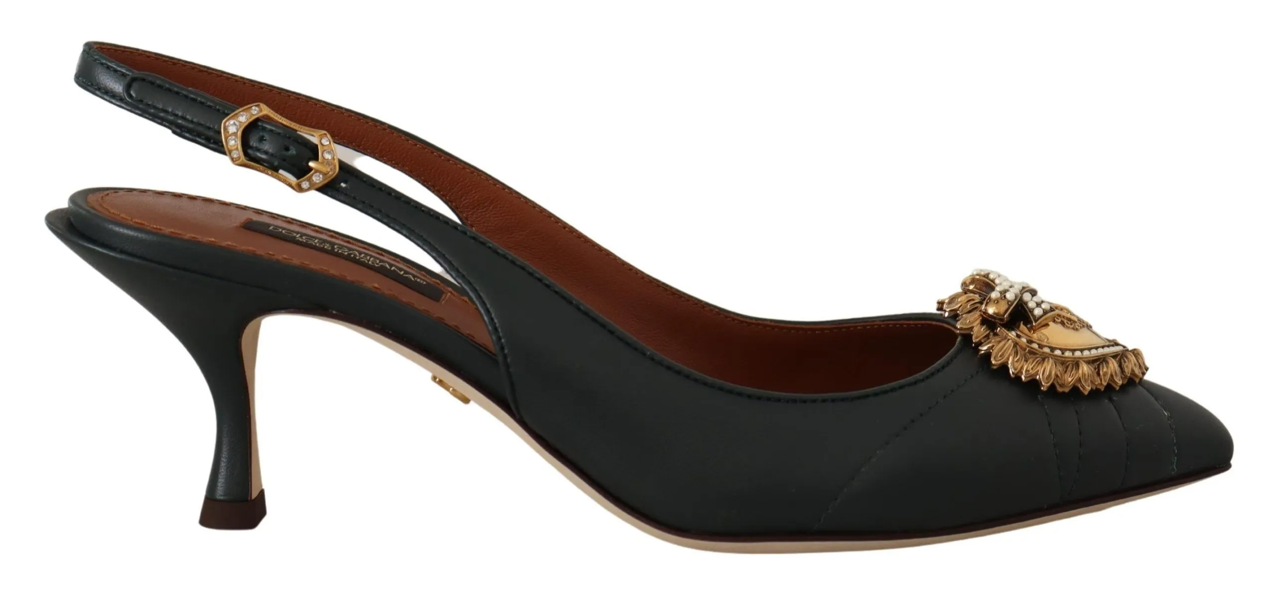 Dolce & Gabbana Women's Devotion Leather Slingback Pumps - Elegant Green Heels